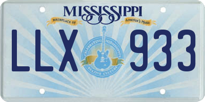 MS license plate LLX933