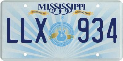 MS license plate LLX934
