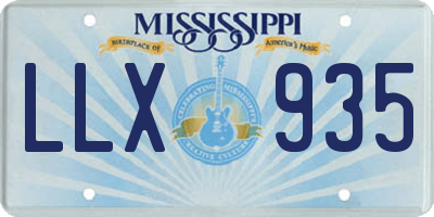MS license plate LLX935