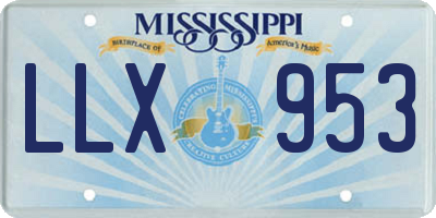 MS license plate LLX953