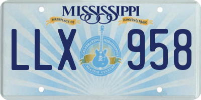 MS license plate LLX958