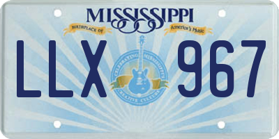 MS license plate LLX967