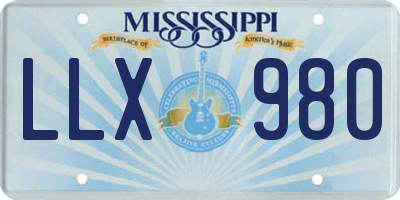 MS license plate LLX980