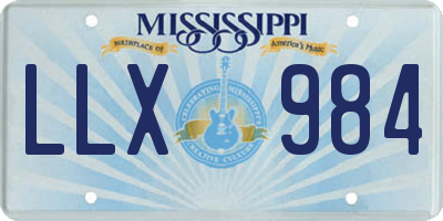 MS license plate LLX984