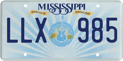MS license plate LLX985