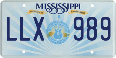 MS license plate LLX989
