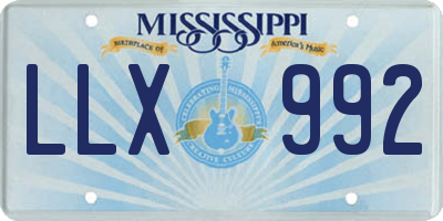 MS license plate LLX992