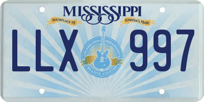 MS license plate LLX997