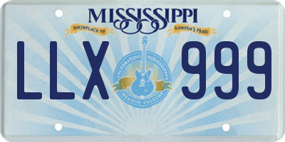 MS license plate LLX999