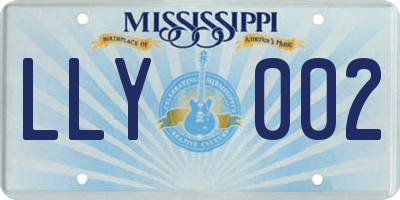 MS license plate LLY002
