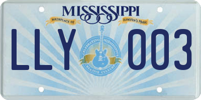 MS license plate LLY003