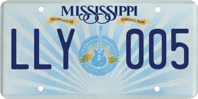 MS license plate LLY005