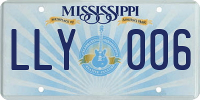 MS license plate LLY006