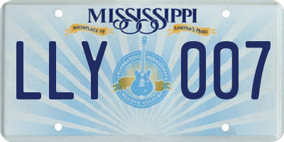 MS license plate LLY007