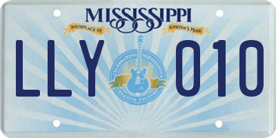 MS license plate LLY010