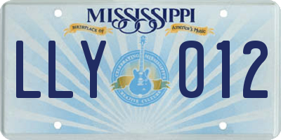 MS license plate LLY012