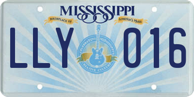 MS license plate LLY016