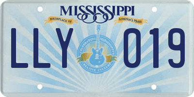 MS license plate LLY019