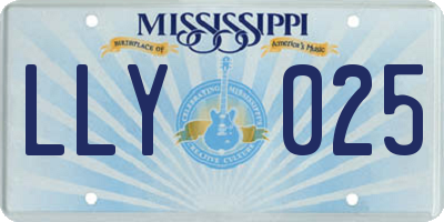 MS license plate LLY025