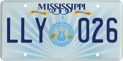 MS license plate LLY026
