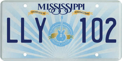MS license plate LLY102
