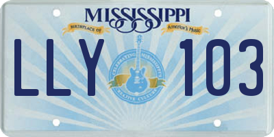 MS license plate LLY103