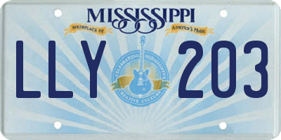 MS license plate LLY203