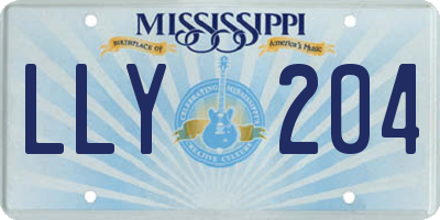 MS license plate LLY204