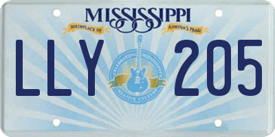 MS license plate LLY205