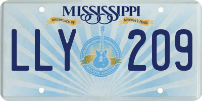 MS license plate LLY209