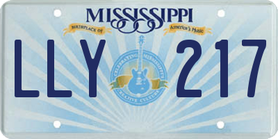 MS license plate LLY217