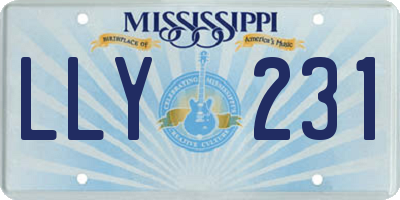 MS license plate LLY231
