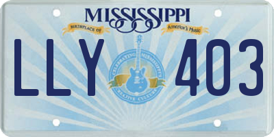 MS license plate LLY403