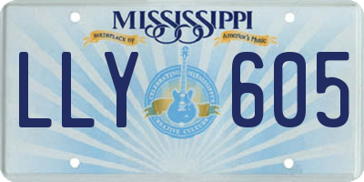 MS license plate LLY605