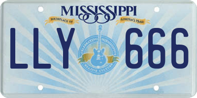 MS license plate LLY666