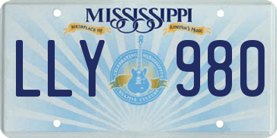 MS license plate LLY980