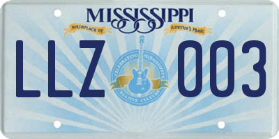 MS license plate LLZ003