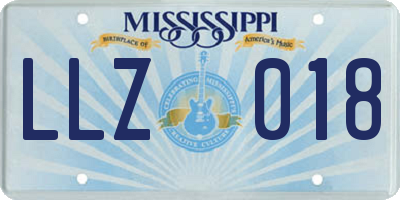 MS license plate LLZ018