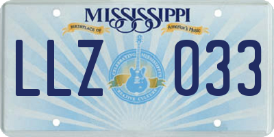 MS license plate LLZ033