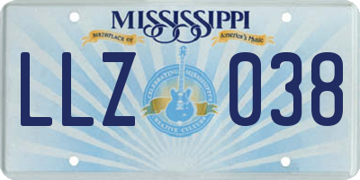 MS license plate LLZ038