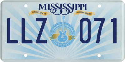 MS license plate LLZ071
