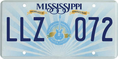 MS license plate LLZ072