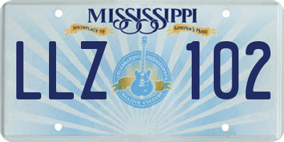 MS license plate LLZ102