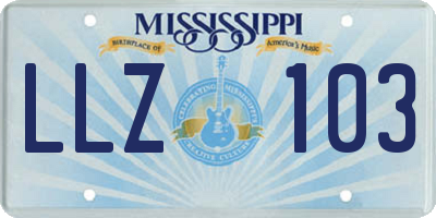 MS license plate LLZ103