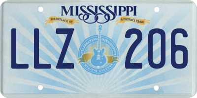 MS license plate LLZ206
