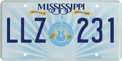 MS license plate LLZ231