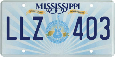 MS license plate LLZ403