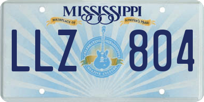 MS license plate LLZ804