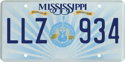 MS license plate LLZ934