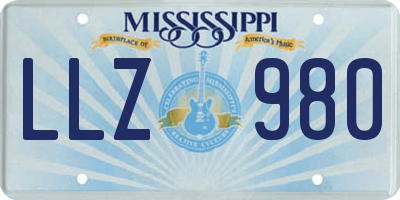 MS license plate LLZ980